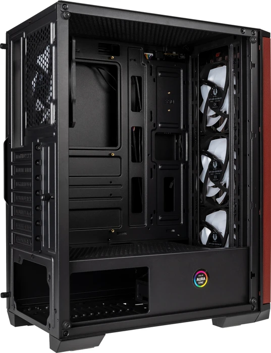 BitFenix Nova Mesh SE TG 4ARGB, schwarz/rot, inkl. 4x Lüfter, Lüfter LED RGB, Glasfenster
