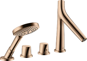 Hansgrohe Axor Starck Organic 4-Loch Wannenrandarmatur mit Thermostat polished red gold