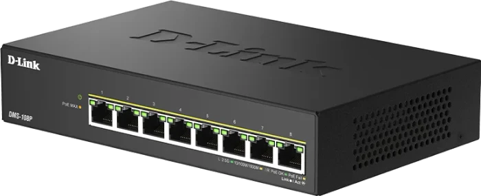 D-Link DMS-100 Desktop 2.5G Switch, 8x RJ-45, 230W PoE++