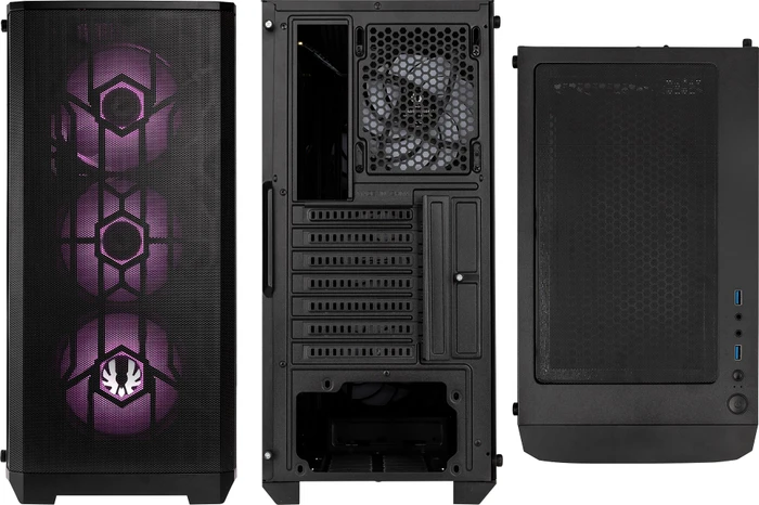 BitFenix Nova Mesh SE TG 4ARGB, schwarz, inkl. 4x Lüfter, Lüfter LED RGB, Glasfenster