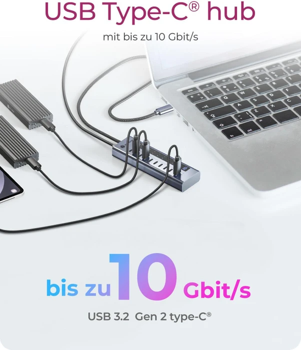 RaidSonic Icy Box IB-HUB1450-C31 10 Port USB-C Hub, USB-C 3.1 [Stecker]
