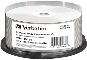 Verbatim BD-R 25GB, 6x, 25er Spindel, wide, inkjet printable, ohne ID