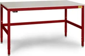 Manuflex Cantolab ESD-Arbeitstisch 175x80cm lichtgrau/rubinrot