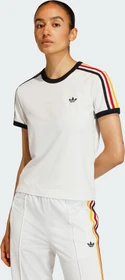 adidas 3-Streifen Slim T-Shirt kurzarm cloud white/black/team power red 2/collegiate gold (Damen)