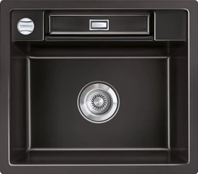 systemceram Bela 57 F Einbau Becken mittig mit Ablauffernbedienung nero