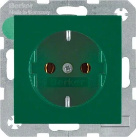 Berker S.1/B.3/B.7 Steckdose SCHUKO mit Schraub-Liftklemmen, grün glänzend