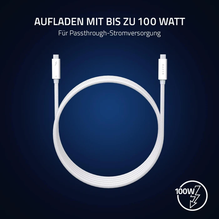 Razer Thunderbolt 4 Kabel, 100W, weiß, sleeved, 0.8m (verschiedene Markenbezeichnungen)