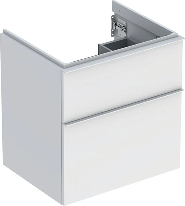 Geberit iCon Unterschrank für Handwaschbecken mit 2 Schubladen 59.2cm, Korpus und Front: weiß/lackiert matt, Griff: weiß/pulverbeschichtet matt