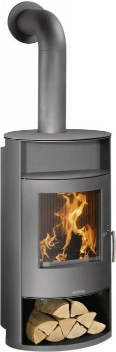 Justus Island Aqua Stahl Gussgrau Kaminofen mit Wärmetauscher