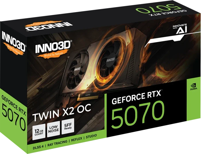 INNO3D GeForce RTX 5070 Twin X2 OC, 12GB GDDR7, HDMI, 3x DP