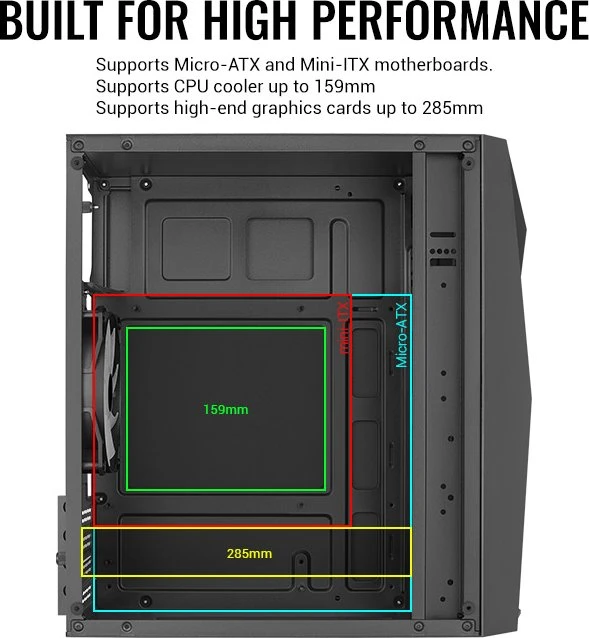 AeroCool Raider Mini V3 Black, Glasfenster