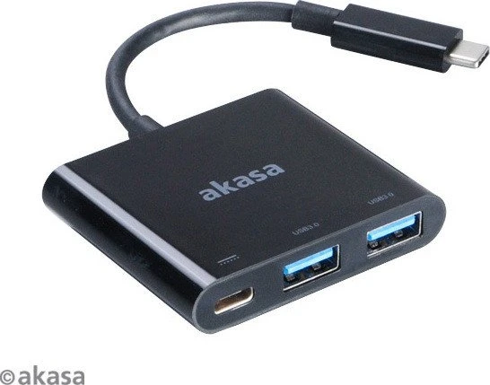 Akasa Type-C power delivery adapter USB-Hub, 2x USB-A 3.0, USB-C [Stecker]