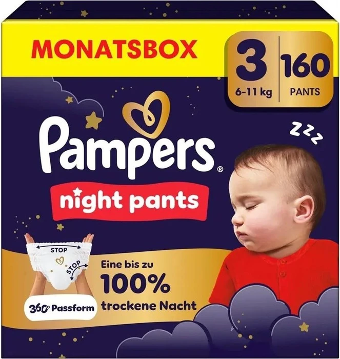 Pampers Baby-Dry night pants Gr.3 Einwegwindel, 6-11kg, 160 Stück