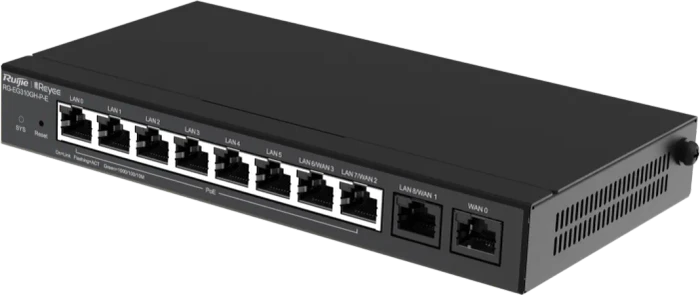Ruijie Reyee EG300 RG-EG310GH-P-E Desktop Gigabit Smart Router, 10x RJ-45, 110W PoE+