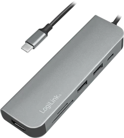 LogiLink Docking Station, USB-Hub, Dual-Slot-Cardreader, USB-C 3.0 [Stecker] (UA0343)