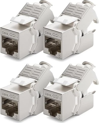 deleyCON Keystone Modul RJ-45 Buchse via Verlegekabel, Cat8, STP, 4er-Pack