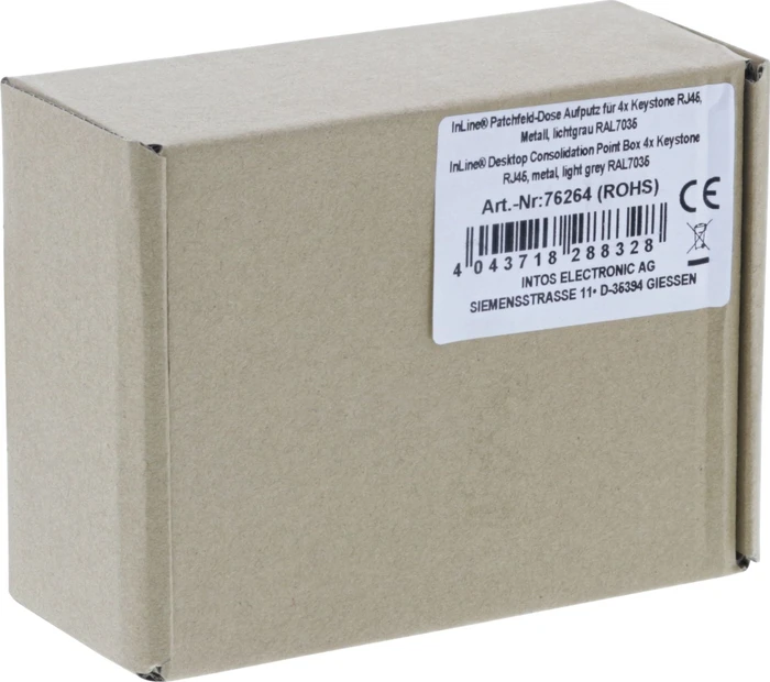 InLine RJ-45 Patchfeld-Dose Aufputz, 4x Keystone RJ-45, grau
