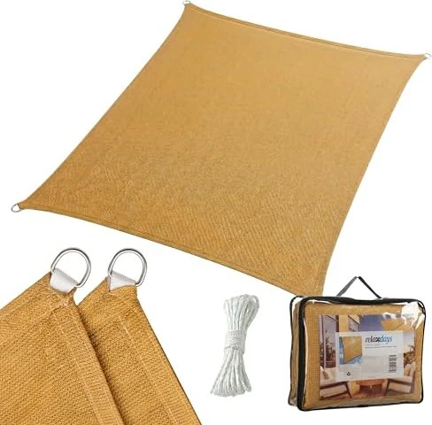 Relaxdays HDPE Sonnensegel 200x300cm beige