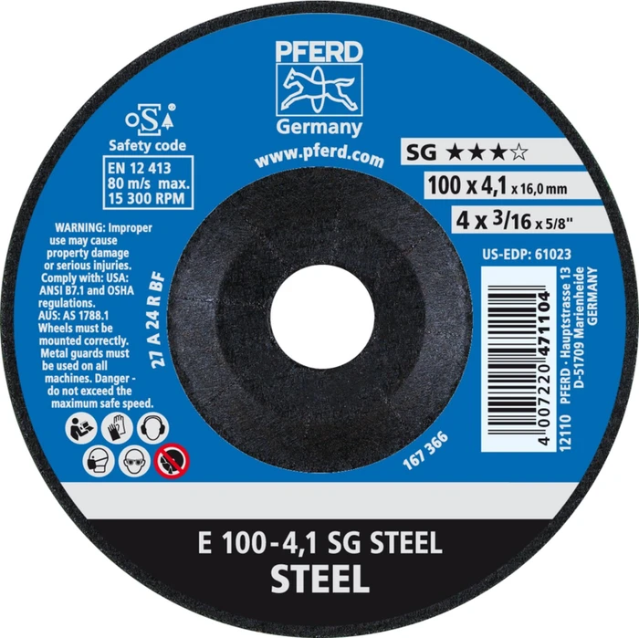 Pferd E 100-4.1 SG STEEL/16.0 Schleifscheibe, 100x4.1x16mm, 10 Stück