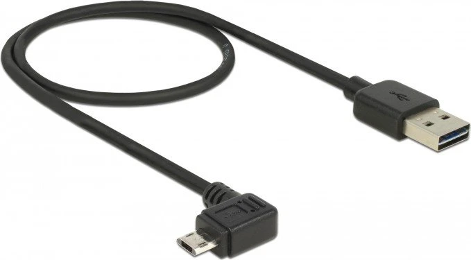 DeLOCK EASY-USB Adapterkabel, USB 2.0 Micro-B 90° horizontal gewinkelt [Stecker] auf USB-A 2.0 [Stecker], schwarz, 0.5m