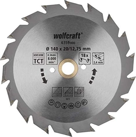 Wolfcraft Serie Grün Kreissägeblatt 18Z, 140x2.4x20mm, 1 Stück