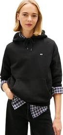 Tommy Hilfiger Flag Embroidery Fleece Drawstring Hoodie schwarz (Damen)