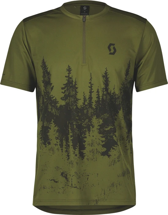 Scott Trail Flow Zip Trikot kurzarm fir green/black (Herren)