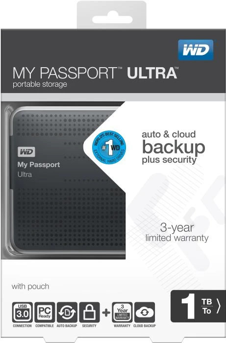 Western Digital WD My Passport Ultra titan 1TB, USB 3.0 Micro-B