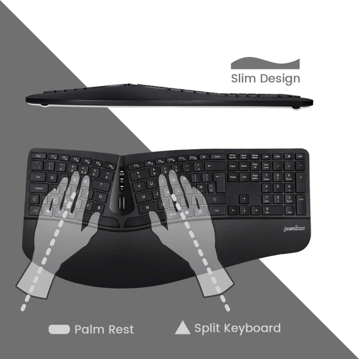 Perixx Periduo 605 Wireless Ergonomic Split Keyboard and Vertical Mouse Combo schwarz, USB, UK