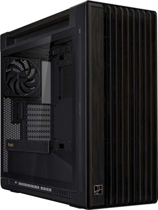 ASUS ProArt PA602 Wood Edition, schwarz/braun, Tempered Glass Panel, Glasfenster