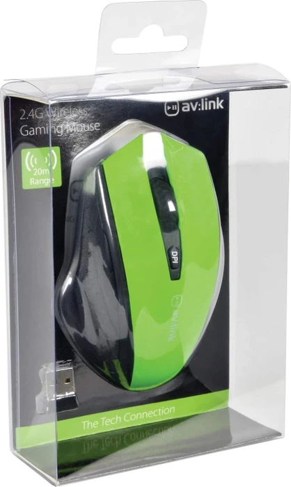 AV:Link 2.4G Hand-Byte Wireless Gaming Mouse grün/schwarz, USB