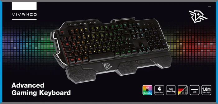 Vivanco IT-KB G1 Advanced Gaming Keyboard, LEDs RGB, schwarz, USB, DE