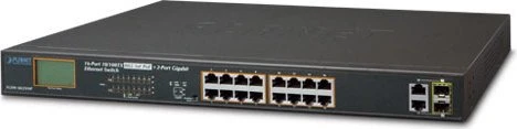 Planet FGSW Rackmount Switch, 16x RJ-45, 2x RJ-45/SFP, 300W PoE+