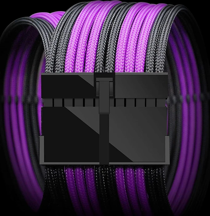 EZDIY-FAB Cable Extension Kit, 1x 24-Pin, 1x 4/8-Pin ATX, 2x 6-Pin PCIe, 16AWG, 2x 8-Pin PCIe, 16 AWG Nylon, schwarz/violett