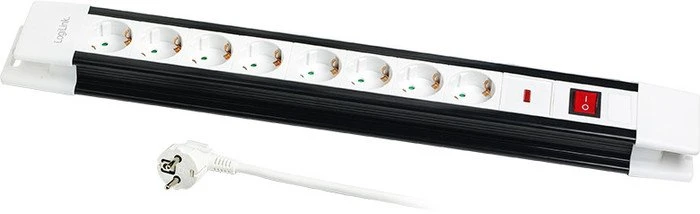 LogiLink mit Schalter, 8-fach, 3m, schwarz/weiß