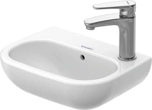 Duravit D-Code Handwaschbecken rechteckig 36x27cm, Hahnloch rechts, mit Überlauf, weiß
