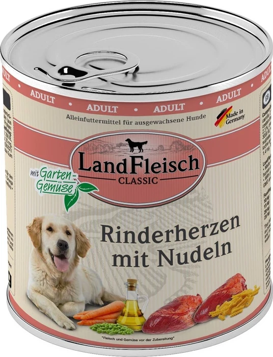 LandFleisch Pur Rinderherzen und Nudeln, 4.80kg (6x 800g)