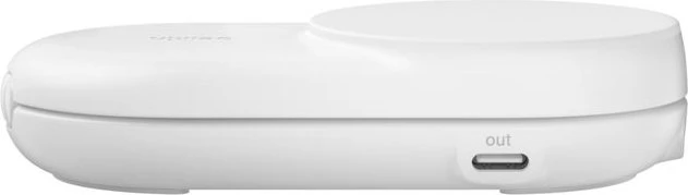 Belkin UltraCharge faltbare magnetische 2-in-1-Ladestation mit Qi2 (25W) rund weiß