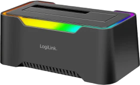 LogiLink USB 3.1 Quickport für 2.5"/3.5" SATA HDD/SSD mir RGB-Beleuchtung, schwarz, USB-C 3.1 (QP0035)