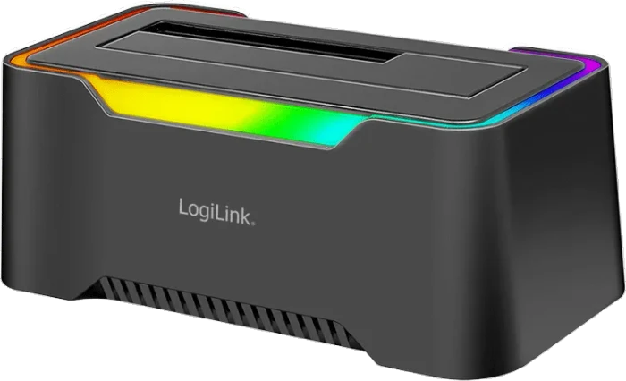 LogiLink USB 3.1 Quickport für 2.5"/3.5" SATA HDD/SSD mir RGB-Beleuchtung, schwarz, USB-C 3.1
