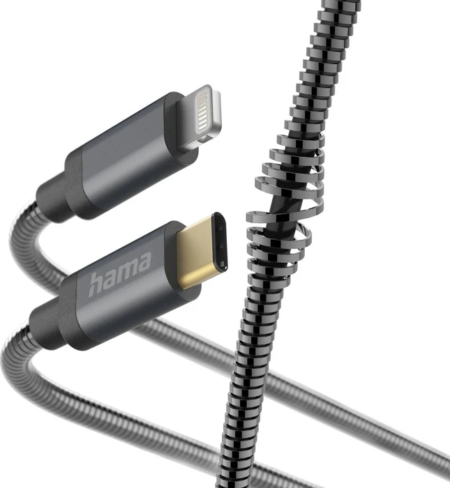 Hama Ladekabel Metall USB-C/Lightning 1.5m Metallmantel anthrazit