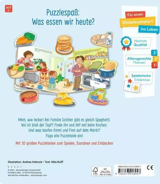 Ravensburger Puzzle Mein großes Puzzle-Spielbuch: Das essen wir heute