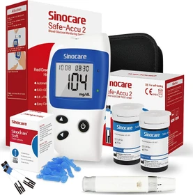 Sinocare Safe-Accu 2 Blutzuckermessgerät inkl. 50 Teststreifen und Lanzetten (mg/dL)