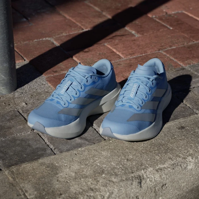 adidas Adizero Evo SL glow blue/silver metallic/cloud white (Damen)