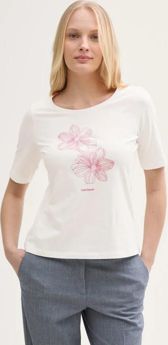 Tom Tailor Print T-Shirt kurzarm whisper white (Damen)