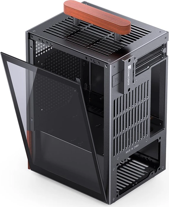 Jonsbo T6 Black, schwarz/braun, Glasfenster, Mini-ITX