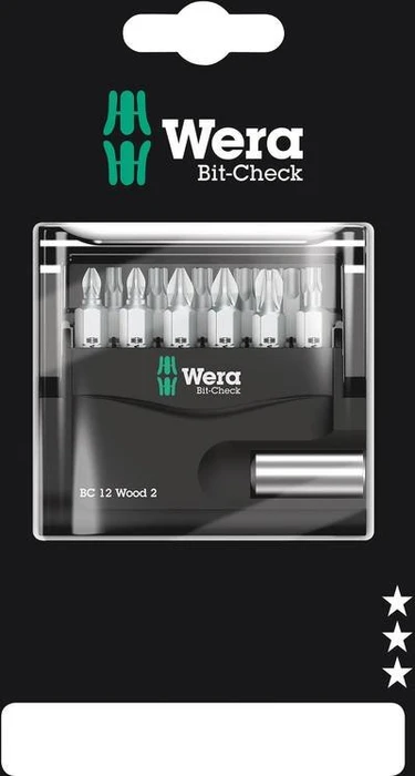 Wera Bit-Check 12 Wood 2 SB Bitset inkl. Werkzeugbox, 12-tlg.