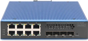 Digitus DN-65 Industrial Railmount Gigabit Managed Switch, 8x RJ-45, 4x SFP+, 240W PoE+ (DN-651161)