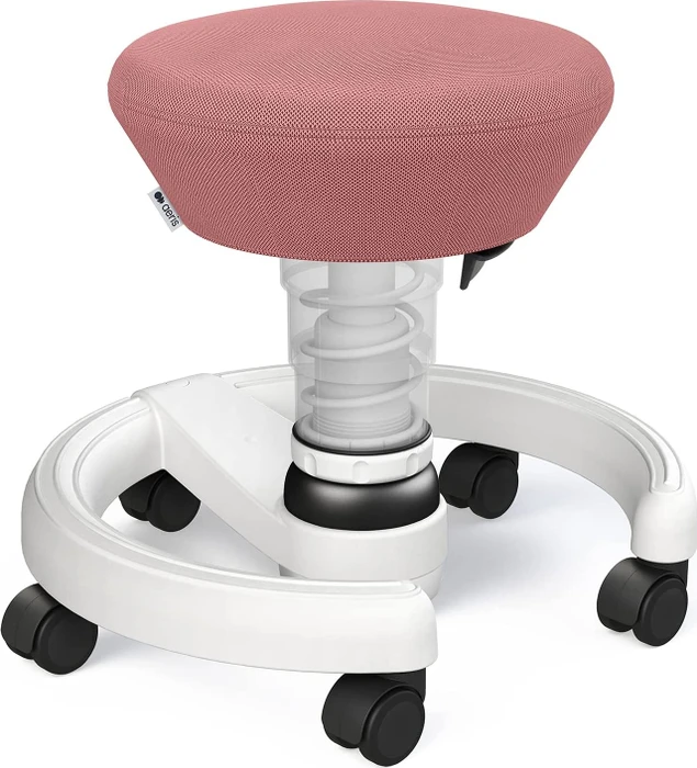 Aeris Swoppster New Edition Schreibtischhocker für Kinder, Gestell weiß, Bezug Harlequin rosa
