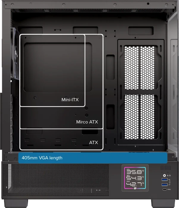 Einarex Prisma S501D RGB Black, schwarz, Glasfenster